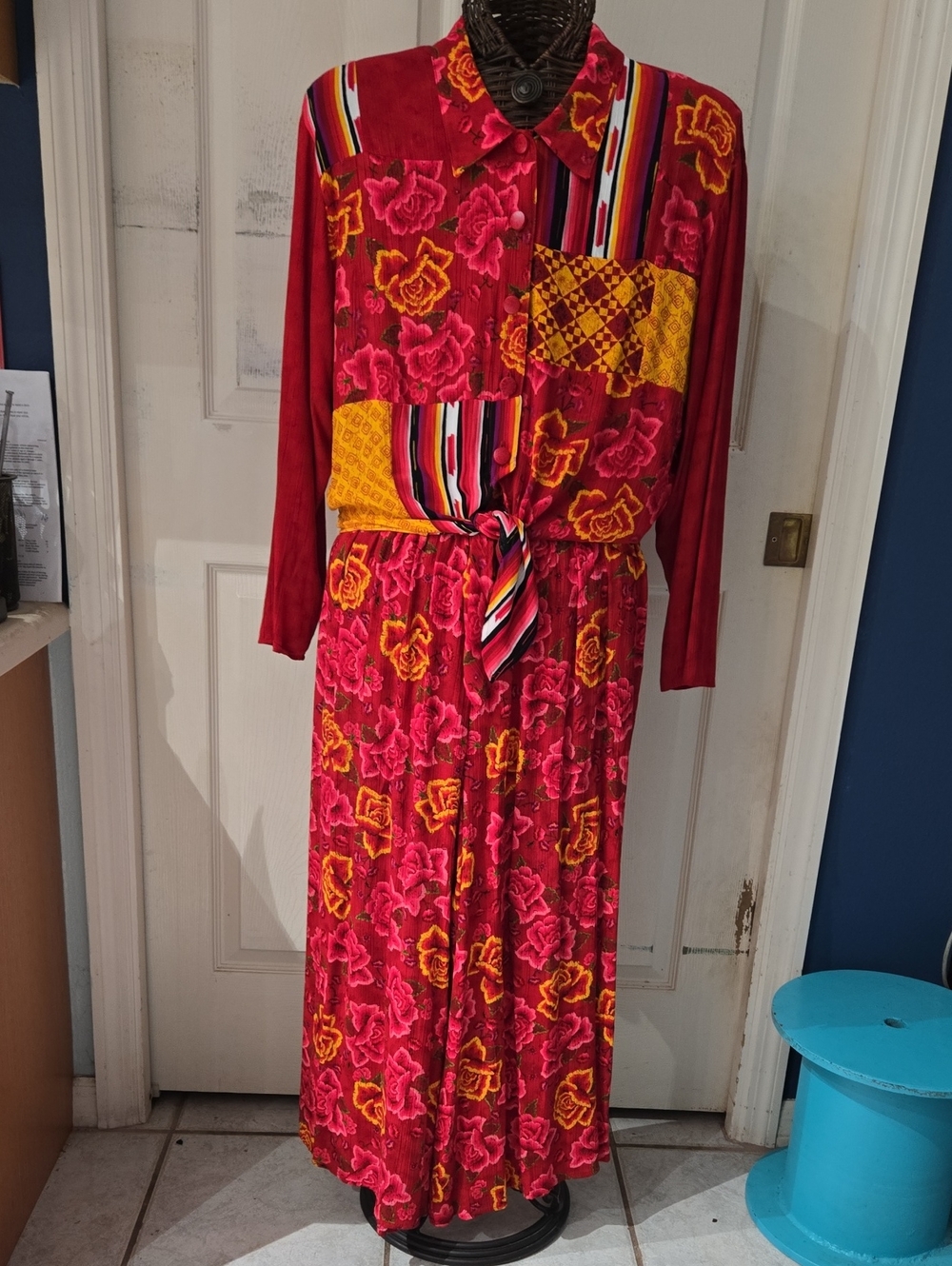 Carole Little Red and Yellow Floral Patchwork 2 Pc. Pant Coord